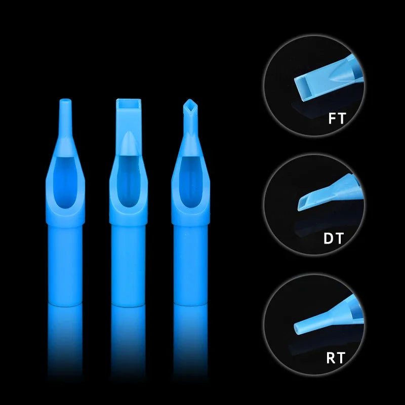 50pcs 3/5/7/9/11/13RT Blue Sterile Disposable Tattoo Machine Gun Nozzle Tips Needle Tube For Tattoo Gun Needle Ink Cup Grip Kits by Geo’s Online Store