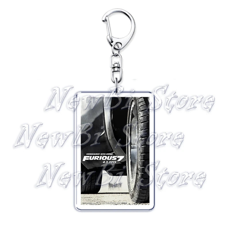 Classic Fast Furious Movie Cover Poster Keychain for Accessories Bag Pendant Sport Car Key Chain Ring Keyring Jewelry Fans Gift by Geo’s Online Store