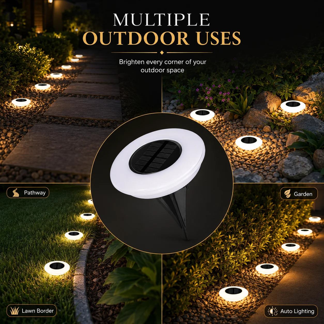 1/2Pack Solar Ground Lights,14LED Waterproof Outdoor Landscape Light, LED Lawn Lamp, for Garden Pathway Yard Deck Camping Decor by Geo’s Online Store