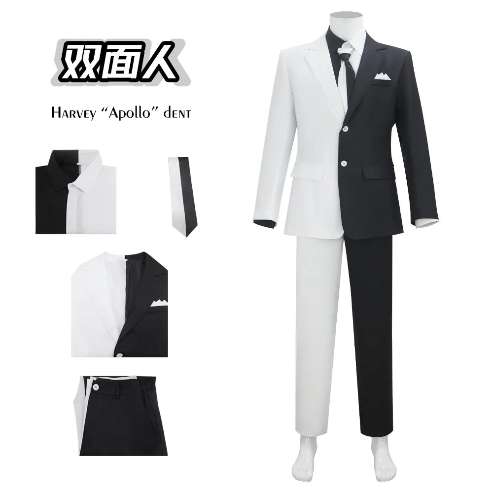 DC Two Face Harvey Dent Cosplay Costume Gothic Black and White Suit Stage Performance Costume Cosplay by Geo’s Online Store