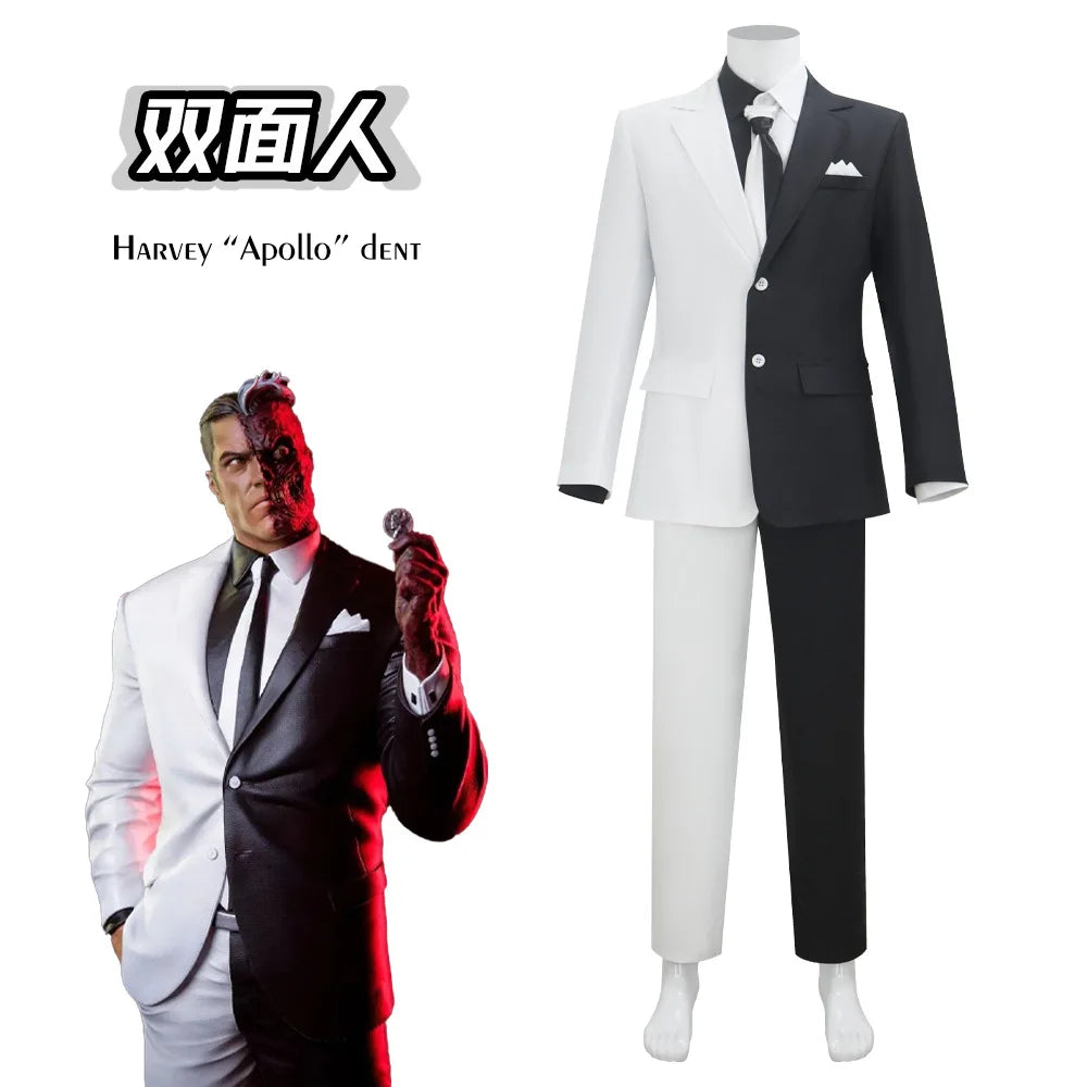 DC Two Face Harvey Dent Cosplay Costume Gothic Black and White Suit Stage Performance Costume Cosplay by Geo’s Online Store