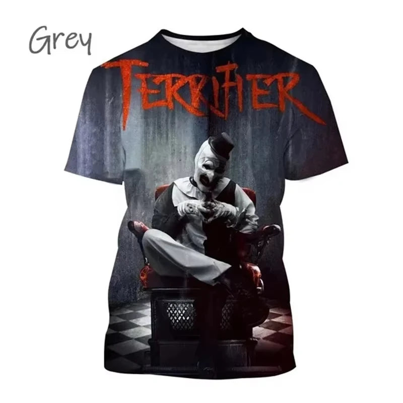 Terrifier Horror Movie 3D Print T-Shirts Men Women Fashion Casual Short Sleeve T Shirt Oversized Harajuku Tees Tops Man Clothing by Geo’s Online Store