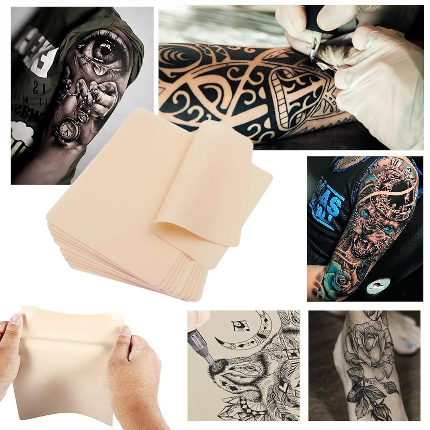 1-100PCS Tattoo Blank Practice Skin Eyebrow Paint Double Side Synthetic Leather Pink Tattoo Beginner Fake Skin Exercise Tool by Geo’s Online Store
