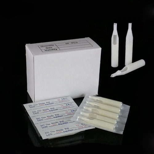 100Pcs Sterile Assorted Tattoo Tips Kit Disposable White Plastic Nozzles Needle Tube RT DT FT OF Tattoo Gun Grip Accessories by Geo’s Online Store
