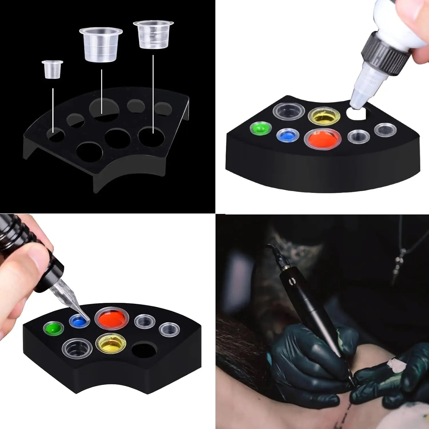 302PCS Tatoo Ink Caps Kit, Include 300 Tatoo Ink Cups Mixed Size and 2 Ink Cap Holder for Tatoo Ink Tatoo Accessory Tatoo Suppli by Geo’s Online Store