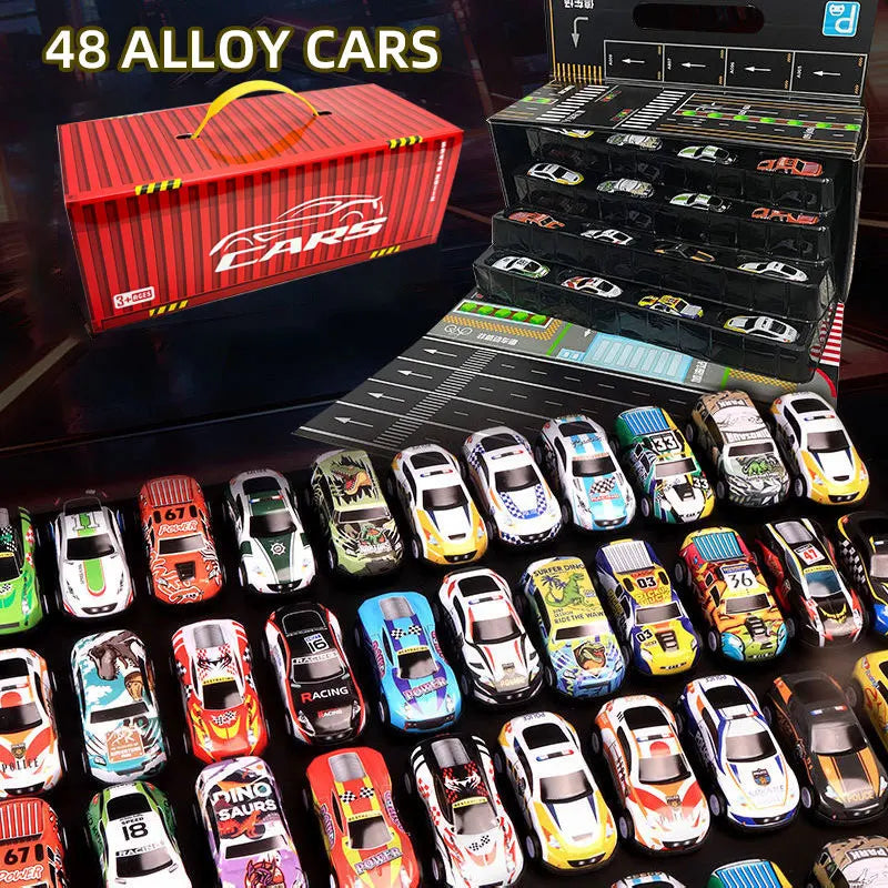 Gift Box Version: 48-Piece Alloy Car Set, Children's Toy Car, Tin Car, Racing Model, Classic Car Model, Christmas Gift by Geo’s Online Store