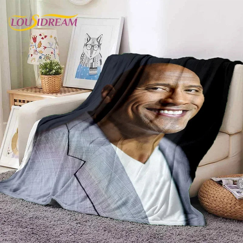 3D The Rock Dwayne Johnson Actor Soft Flannel Blanket,Throw Blanket Comfortable Blanket for Picnic Beds Sofa Home Bedroom Gift by Geo’s Online Store
