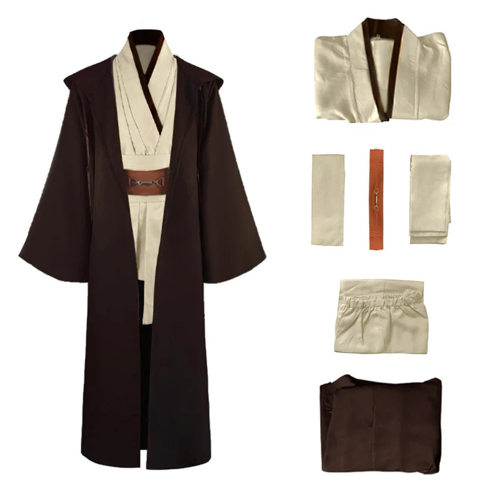 Obi Wan Kenobi Jedi Cosplay Costume Adult Unisex Coat Friar Uniform Robe Full Set Accessories Halloween Carnival Outfits by Geo’s Online Store