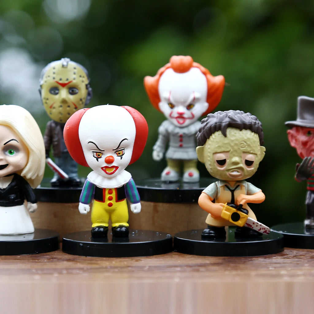 10PCS Horror Film Series Jason Freddy Clown Action Figure Toys PVC Model Halloween Gift Vinyl Figurine Doll Gift by Geo’s Online Store
