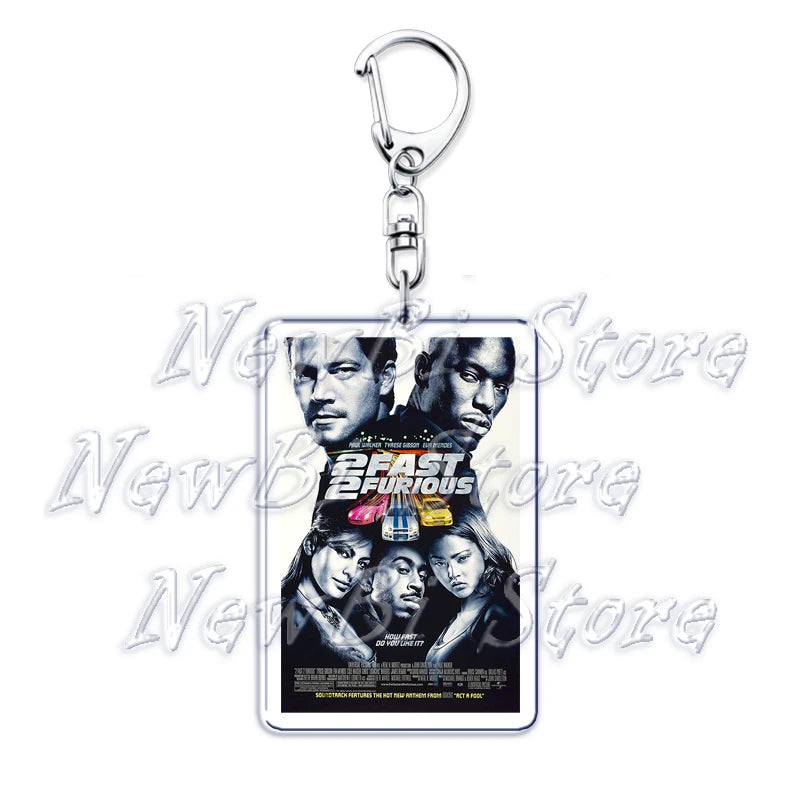 Classic Fast Furious Movie Cover Poster Keychain for Accessories Bag Pendant Sport Car Key Chain Ring Keyring Jewelry Fans Gift by Geo’s Online Store
