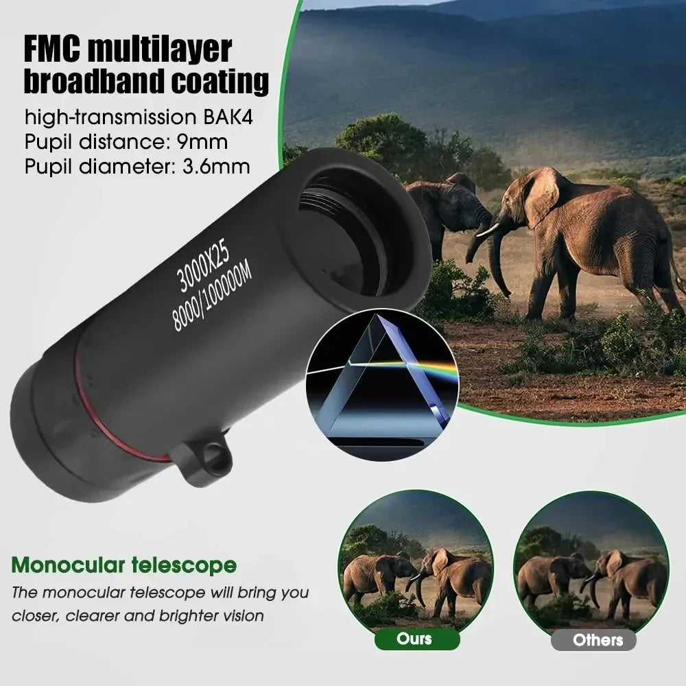 2026 Professional HD Zoom Monocular 3000x25 for Adults Mini Portable Telescope for Outdoor Camping Hunting by Geo’s Online Store