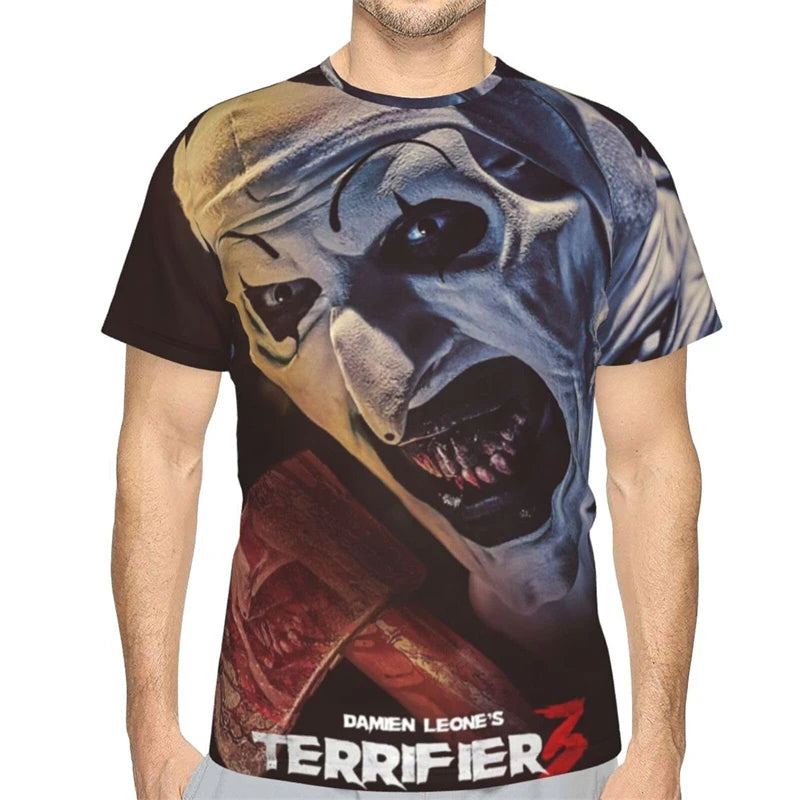 Terrifier 3 T-shirt Horror Movie Festival Merch Black Tee Women Men Crewneck Short Sleeve Streetwear 3D Clothes Polyester Fibre by Geo’s Online Store