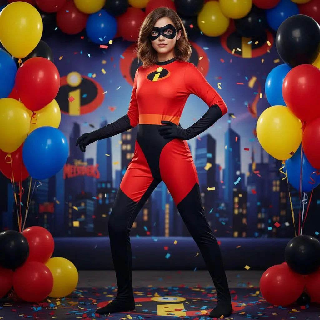 In stock Mr Mrs Cosplay Elastigirl Hulk Spider Family Suit Jumpsuit Bodysuit Halloween Costumes for Women by Geo’s Online Store