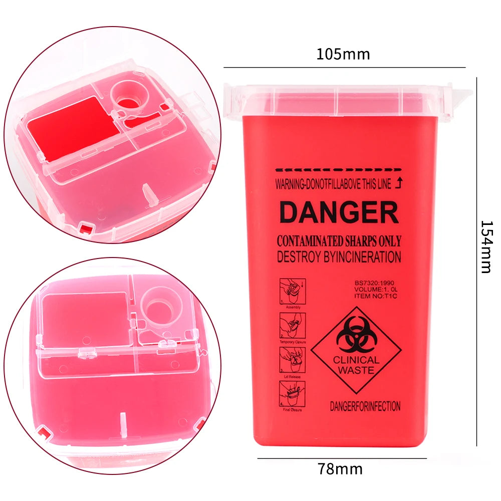 3 Colors Sharps Container Medical Needles Bin Biohazard Tattoo Piercing Needles Disposal Collect Box Tattoo Artist Waste Box by Geo’s Online Store