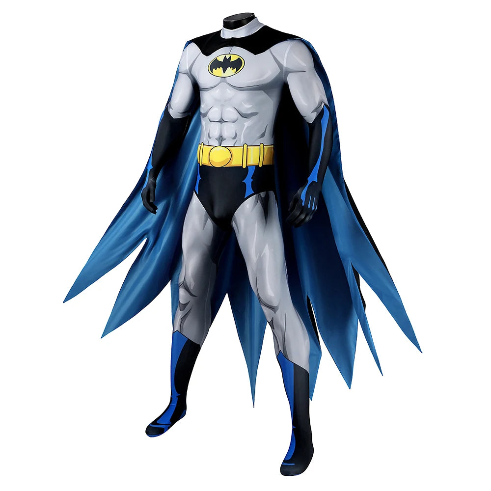 Bruce Wayne Cosplay Costume Men Party Bodysuit Legends Costume Printed Superhero Jumpsuit Outfit Male Halloween Cloak Clothes by Geo’s Online Store