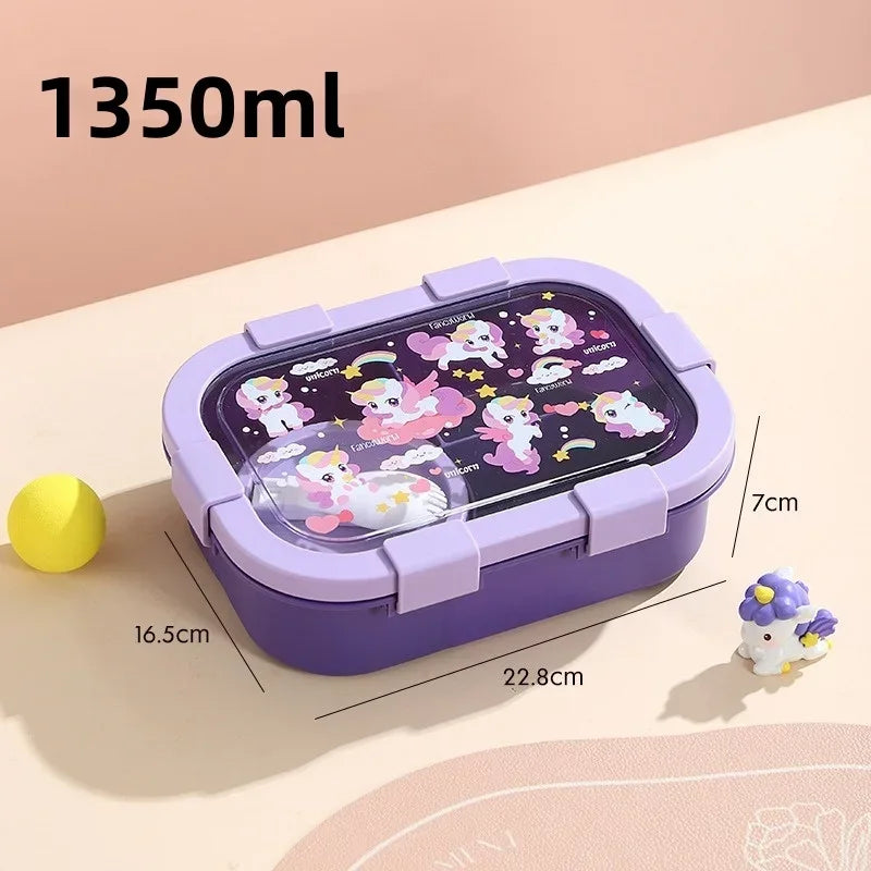 1000/1350ml Cartoon Lunch Box with Soup Bowl Bento Box Buckle Design Sealed and Leak-proof Portable Food Storage Container by Geo’s Online Store