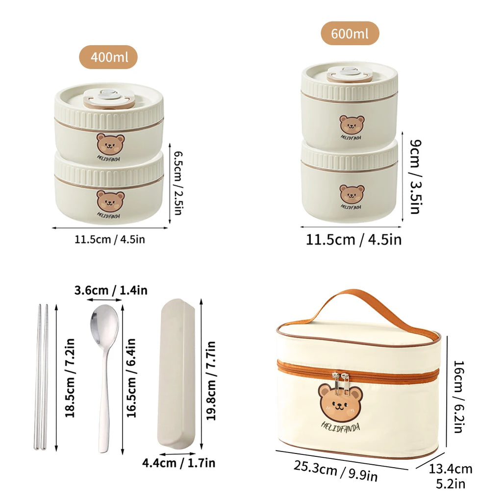 WORTHBUY Cute Thermal Bento Box Portable 304 Stainless Steel Lunch Box Heatable Sealed Leak-proof Food Container For Kids by Geo’s Online Store