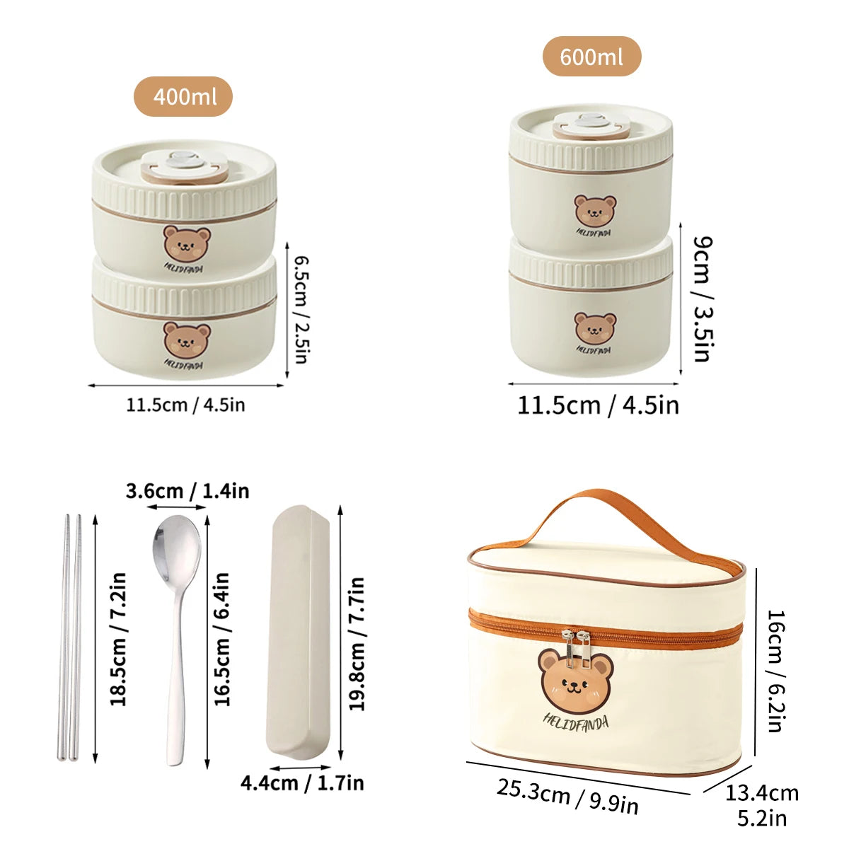 WORTHBUY Cute Thermal Bento Box Portable 304 Stainless Steel Lunch Box Heatable Sealed Leak-proof Food Container For Kids by Geo’s Online Store