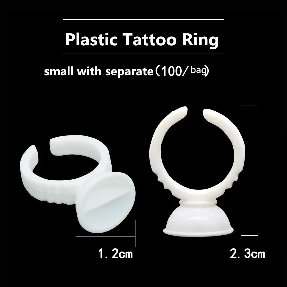 100pcs S/M/L Disposable Tattoo Ink Rings Cups Eyebrow Lip Tattoo Pigments Holder Ring Container Permanent Makeup Accessories by Geo’s Online Store