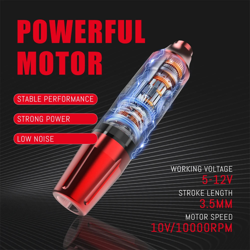 New Wireless Tattoo Pen Machine Kits Rotary Tattoo Gun 1500mAh Battery Power Supply LED Digital Display with Mix Tattoo Needles by Geo’s Online Store