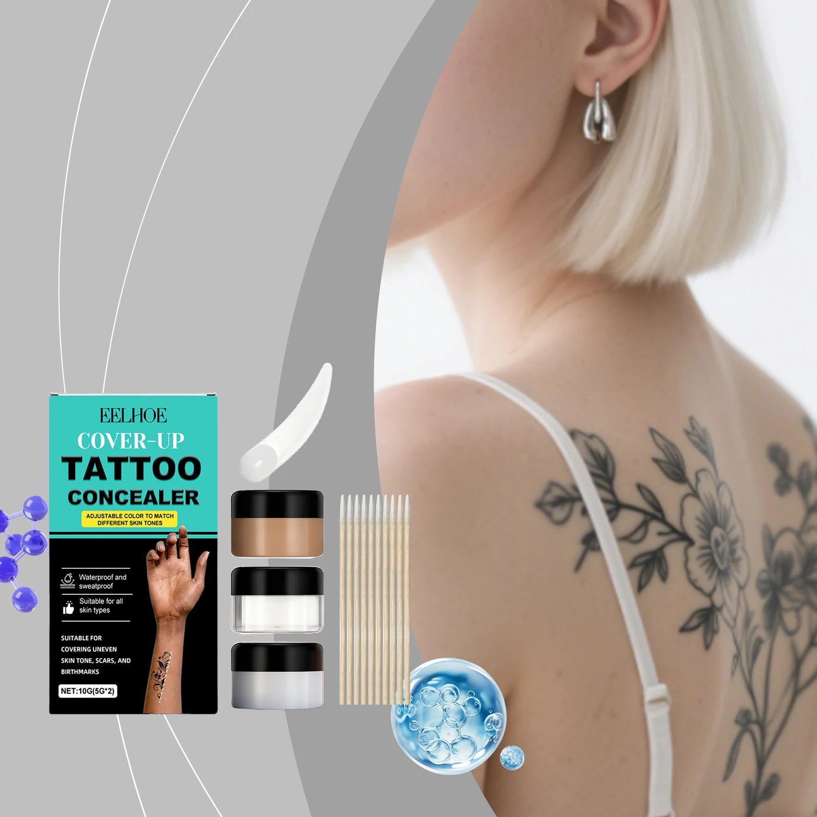 Tattoo Concealer Kit - Body Tattoo Makeup Concealer, Blends with Skin for Daily Use, Portable Concealer Tattoo Concealer Kit - B by Geo’s Online Store