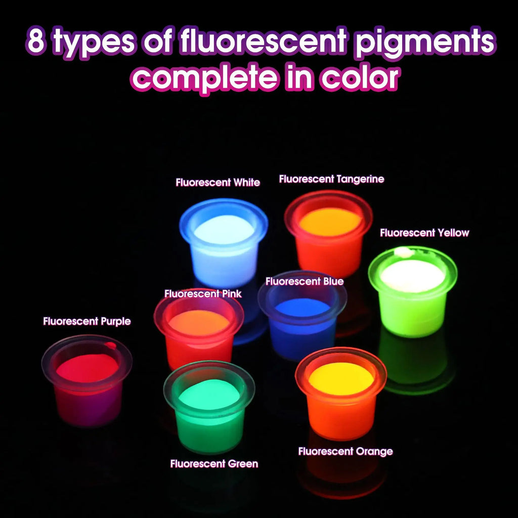 5ml Fluorescent Tattoo Ink Kit 8 Color Fluorescent Tattoo Ink Kit,Safe Non-toxic,Body Art Ink Kit,Glows Under Ultraviolet Light by Geo’s Online Store