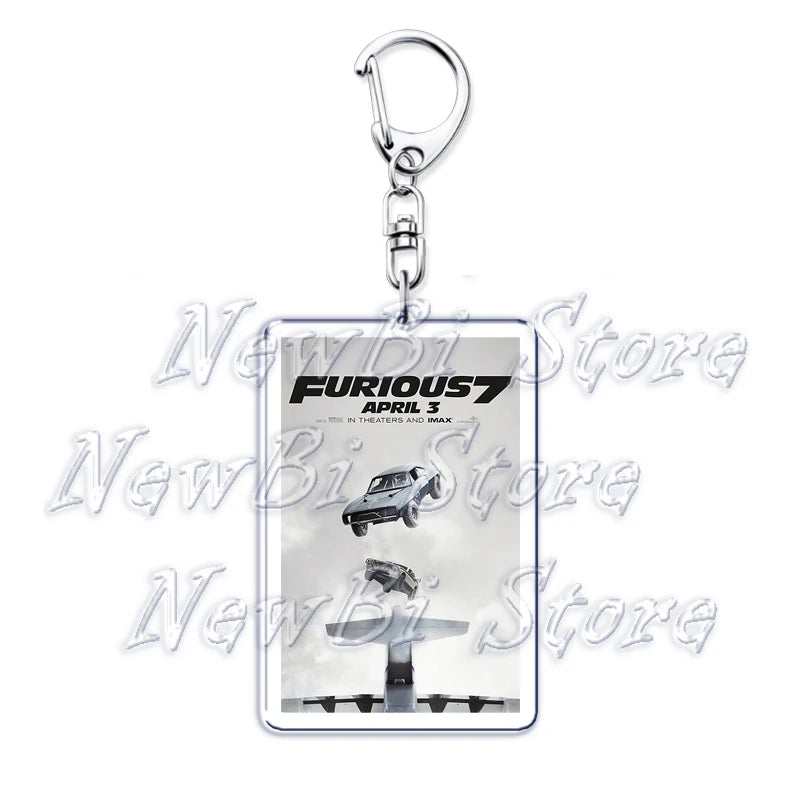 Classic Fast Furious Movie Cover Poster Keychain for Accessories Bag Pendant Sport Car Key Chain Ring Keyring Jewelry Fans Gift by Geo’s Online Store