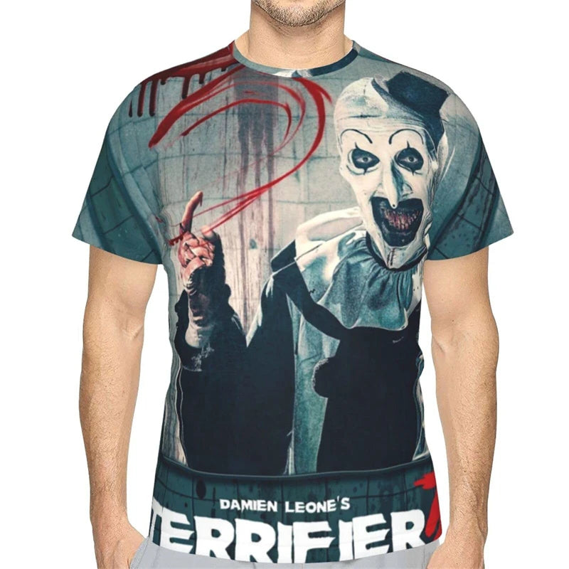 Terrifier 3 T-shirt Horror Movie Festival Merch Black Tee Women Men Crewneck Short Sleeve Streetwear 3D Clothes Polyester Fibre by Geo’s Online Store