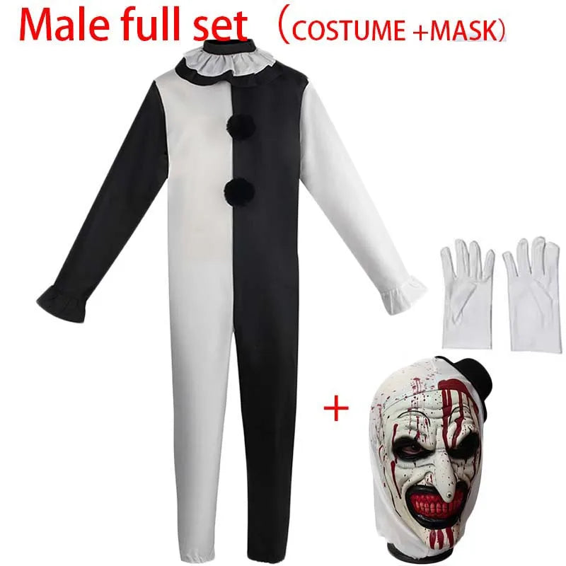 Terrifierr Cosplay Costume 1 Set Female Or Male Horror Carnival Party Skin-Tight Killer Clowns Jumpsuit for Halloween Costume by Geo’s Online Store