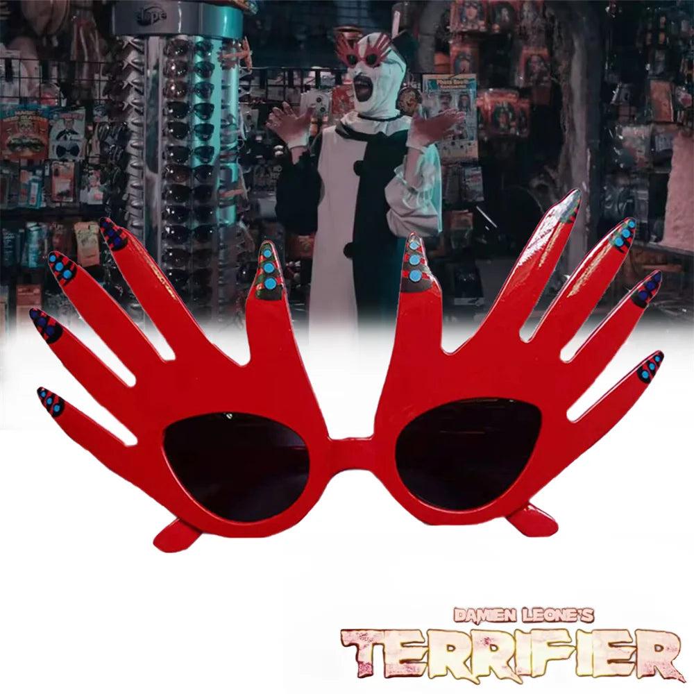 Movie Terrifier Clown Cosplay Glasses Red Hand Sunglasses Joker Eyewear Plastic Unisex Costume Halloween Accessories Props by Geo’s Online Store