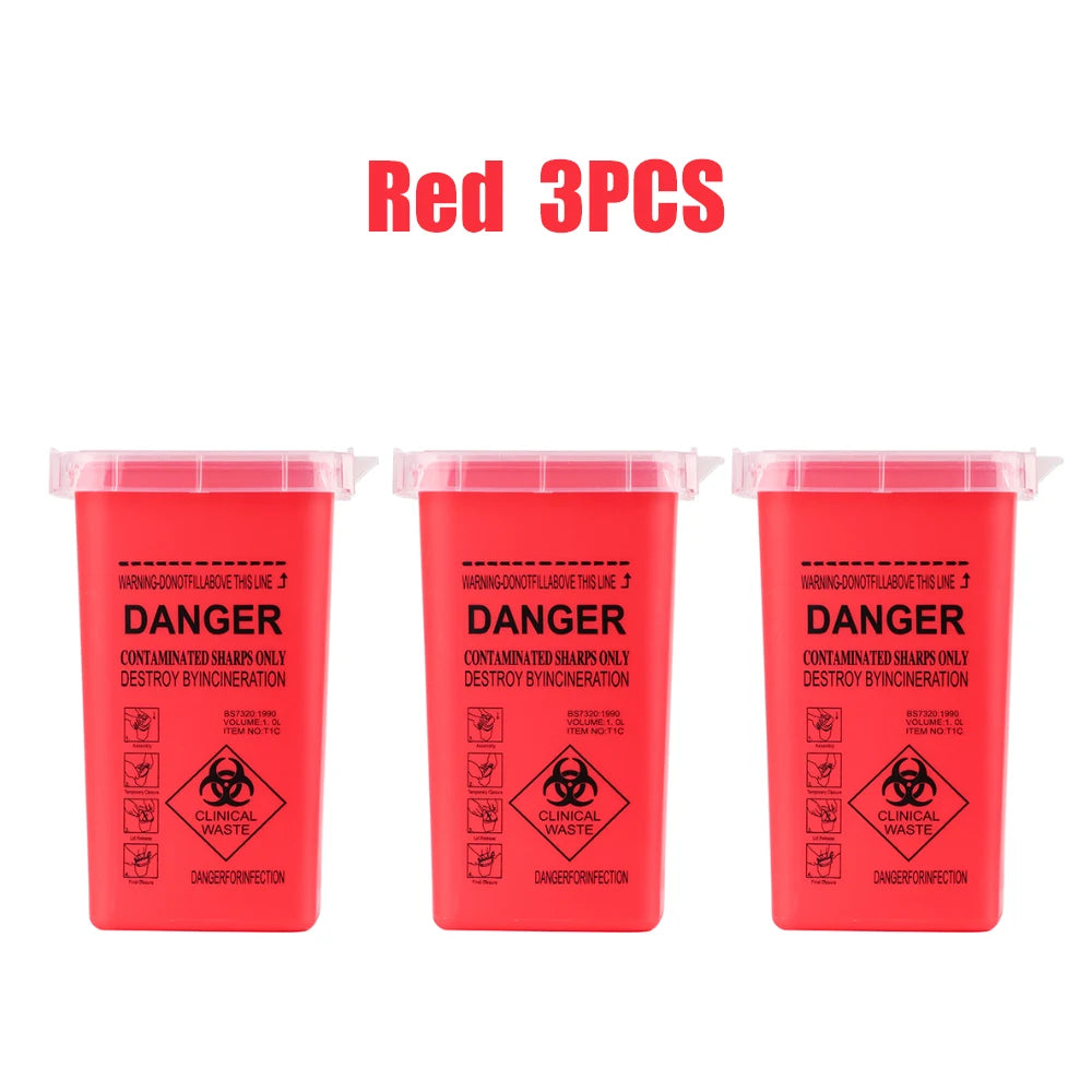 3 Colors Sharps Container Medical Needles Bin Biohazard Tattoo Piercing Needles Disposal Collect Box Tattoo Artist Waste Box by Geo’s Online Store
