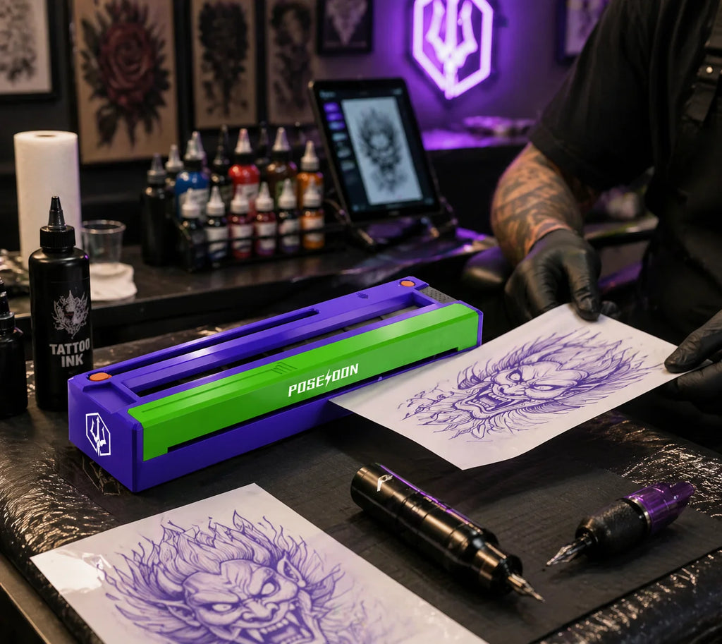POSEIDON Tattoo Transfer Machine With 10Pcs Free Tattoo Transfer Paper TR052 High Quality Tattoo Stencil Printer Transfer Machin by Geo’s Online Store