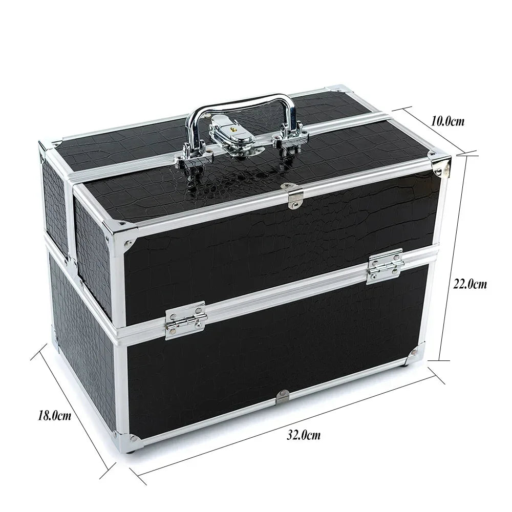 1Pcs Professional Tattoo Nail Case Aluminum Alloy Case Cosmetic Storage Box Cosmetic Case Portable Multi-layer Large-capacity by Geo’s Online Store
