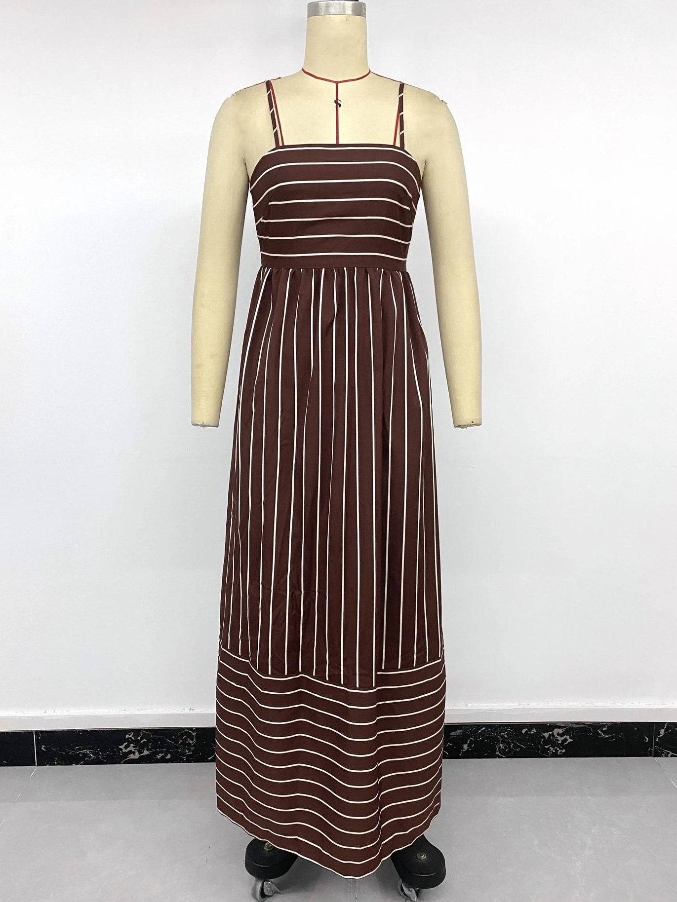2026 Summer New Striped Backless Loose Beach Dress Women Causal Slip Strapless Long Dress Women Chic Party Holiday Dress by Geo’s Online Store