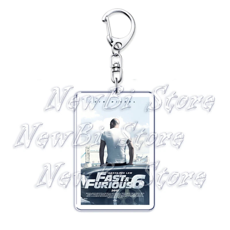 Classic Fast Furious Movie Cover Poster Keychain for Accessories Bag Pendant Sport Car Key Chain Ring Keyring Jewelry Fans Gift by Geo’s Online Store