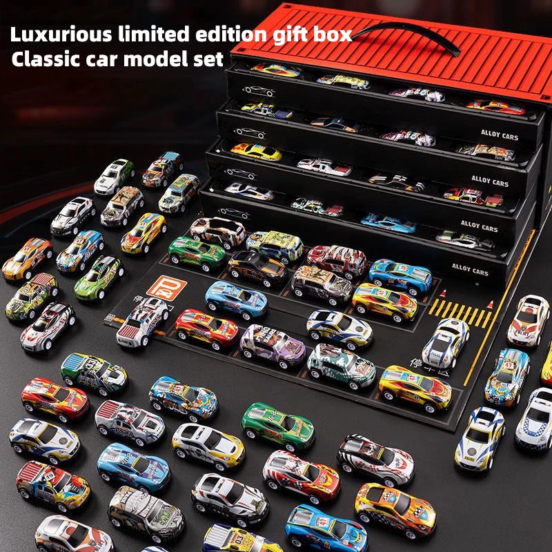 Gift Box Version: 48-Piece Alloy Car Set, Children's Toy Car, Tin Car, Racing Model, Classic Car Model, Christmas Gift by Geo’s Online Store