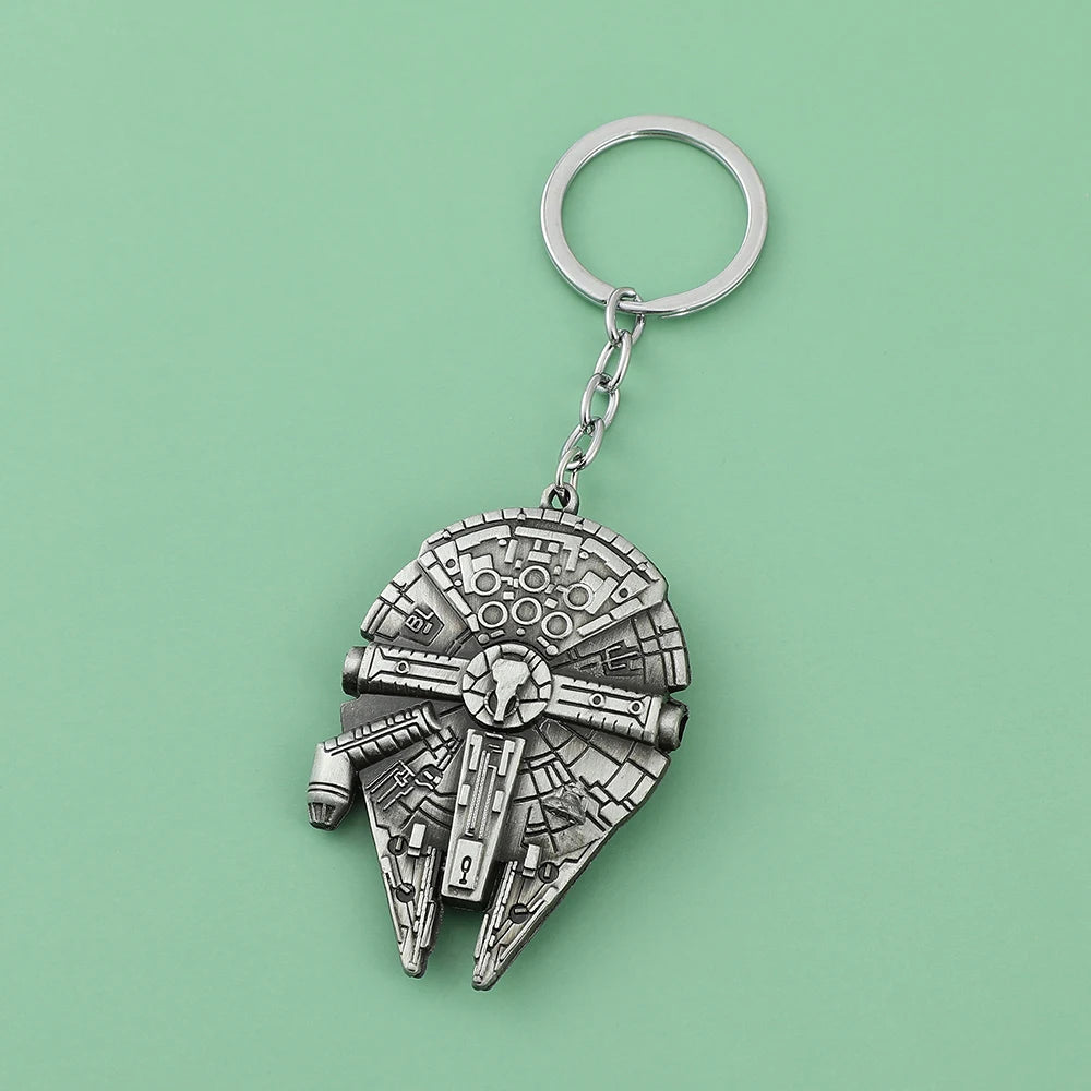 Movie Star War Millennium Falcon Spaceship Vintage Pendant Keychain Fashion Commuter Jewelry Accessories for Men Gift by Geo’s Online Store