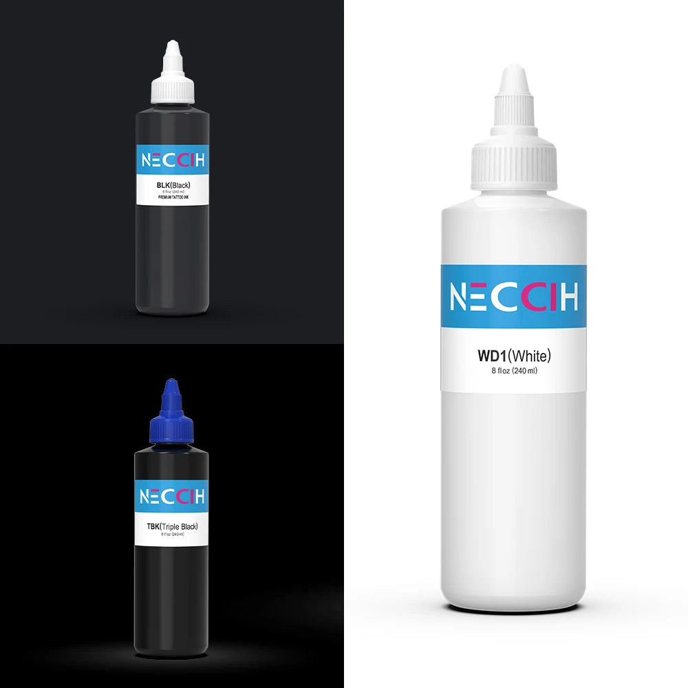 240ml White/Black Tattoo Ink Pigment Body Art Tattoo Kits Professional Beauty Paints Makeup Tattoo Supplies Semi-permanent by Geo’s Online Store