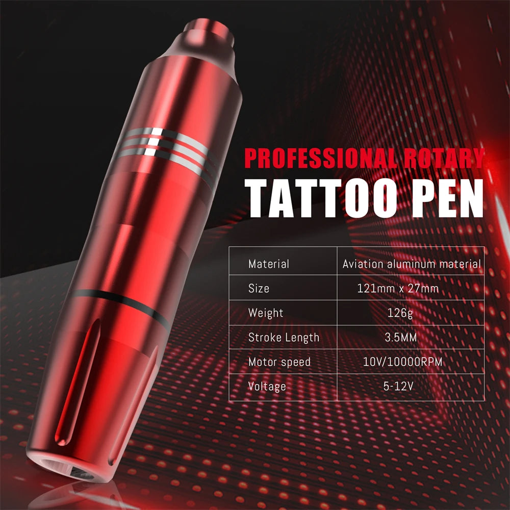 New Wireless Tattoo Pen Machine Kits Rotary Tattoo Gun 1500mAh Battery Power Supply LED Digital Display with Mix Tattoo Needles by Geo’s Online Store