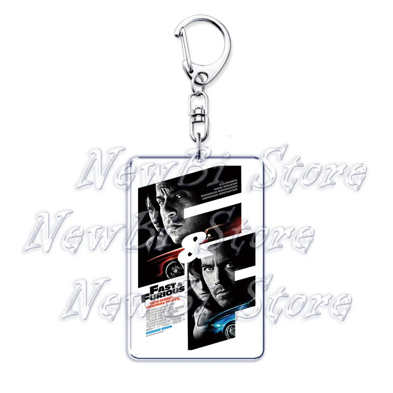 Classic Fast Furious Movie Cover Poster Keychain for Accessories Bag Pendant Sport Car Key Chain Ring Keyring Jewelry Fans Gift by Geo’s Online Store