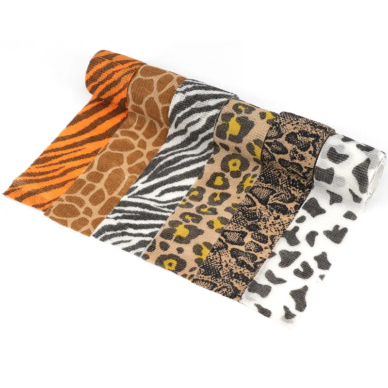 1/2/6 pcs Animal Printed Self Adhesive Tattoo Elastic Bandage 4.5m Sports Wrap Tape for Finger Joint Knee First Aid Kit Pet Tape by Geo’s Online Store