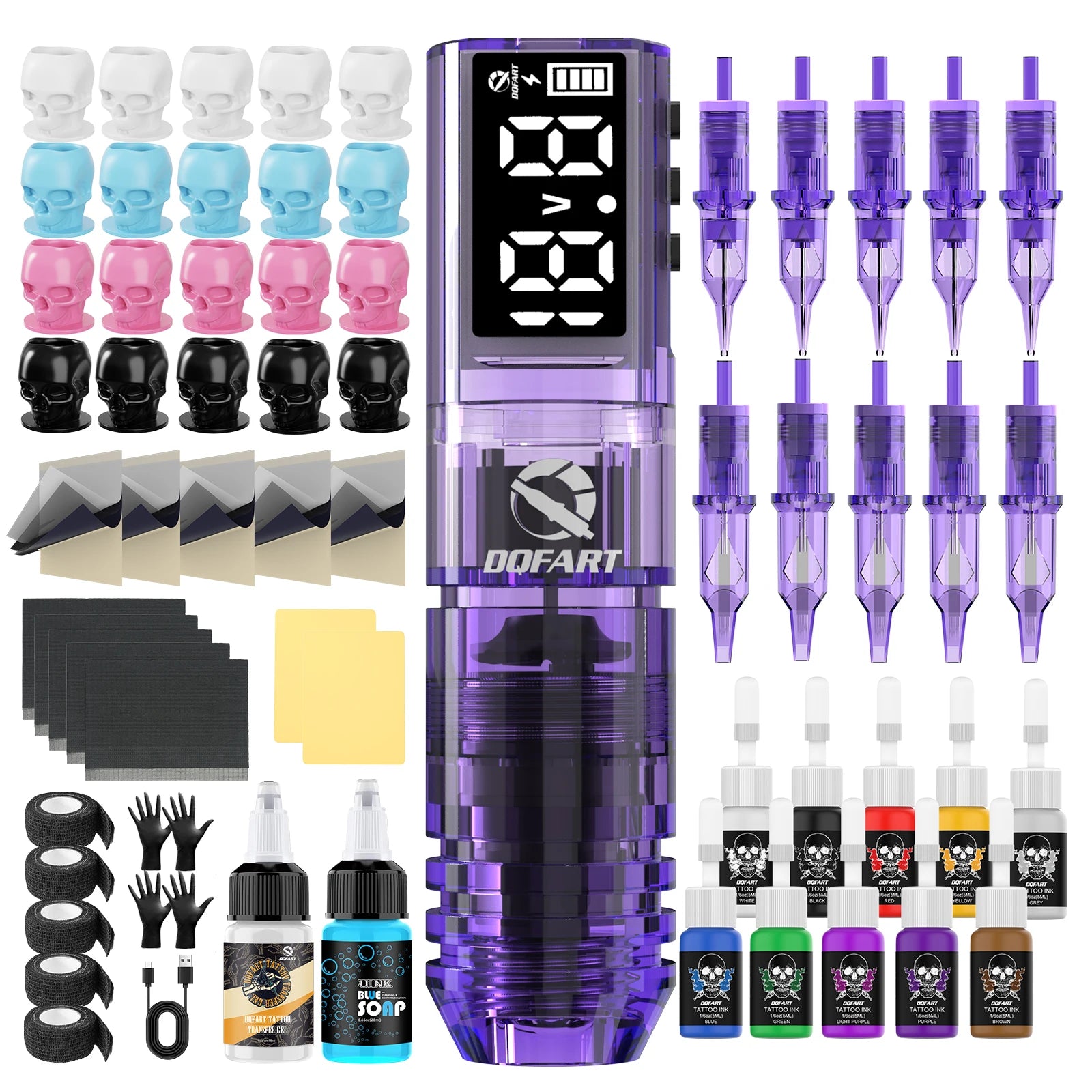 DQFART Wireless Tattoo Pen Tattoo Kit 6 Hours Battery Life Tattoo Machine for Pro Body Artist Tattoo Supplies Tattoo Accessories by Geo’s Online Store