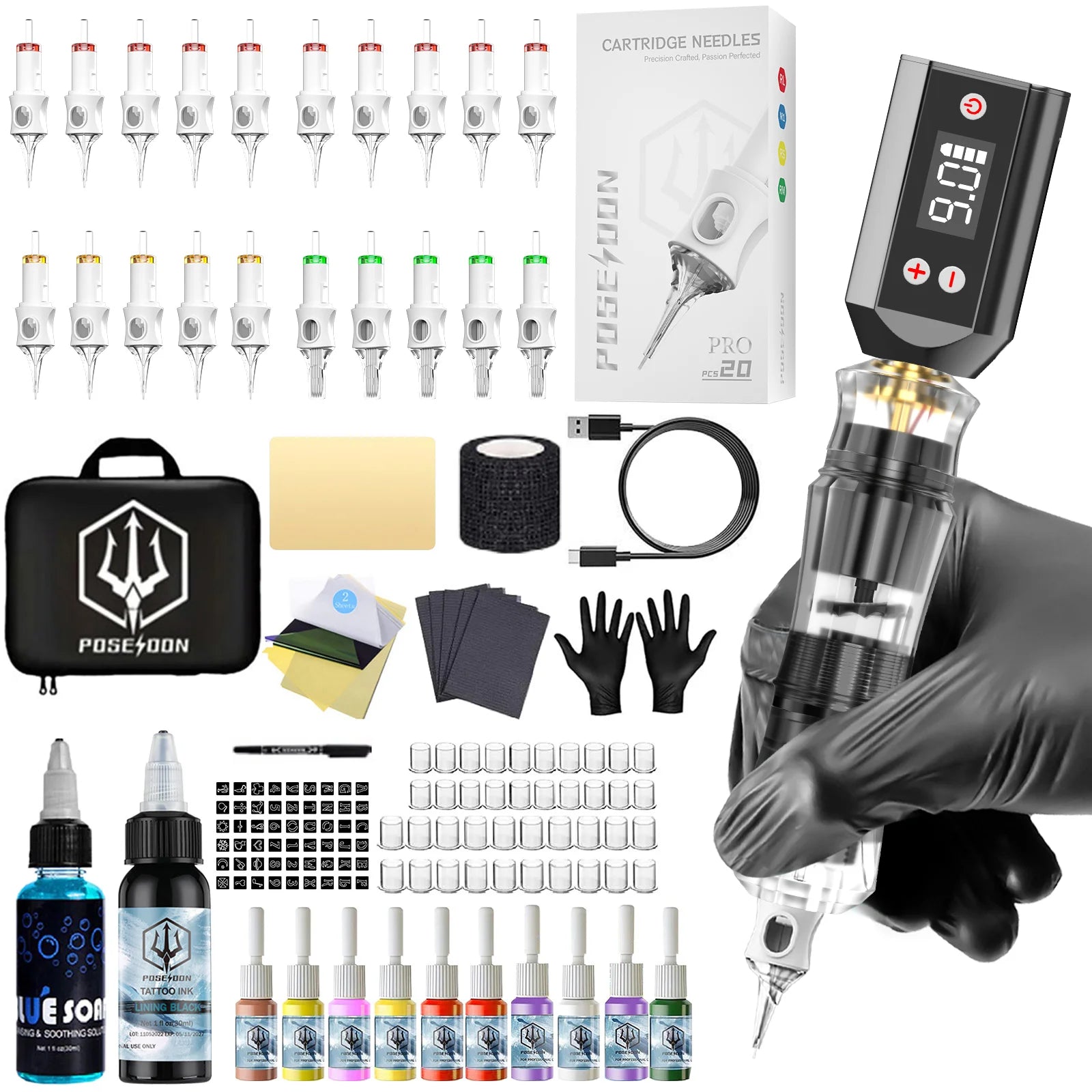 Tattoo Kit Or Tattoo Machine POSEIDON V6 New Tattoo Pen Kit For Permanent Makeup Tattoo Machine Kit transparently Tattoo Kit by Geo’s Online Store