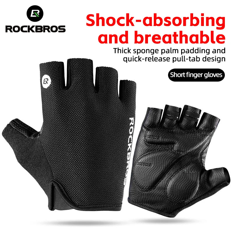 ROCKBROS Bike Gloves Half Finger Summer Breathable Anti-slip SBR Pad Shockproof MTB Road Bicycle Gloves Cycling Shorts Gloves by Geo’s Online Store