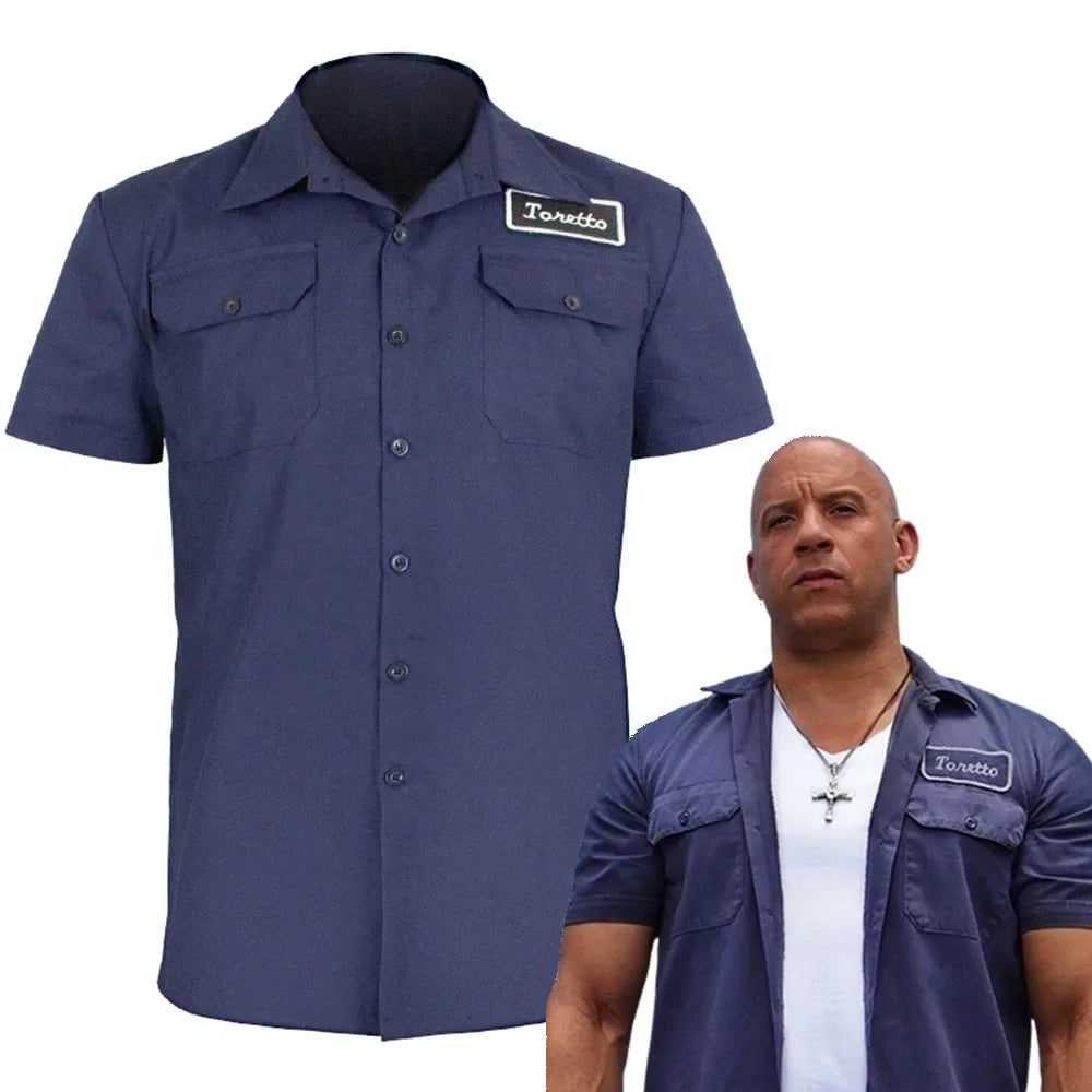 Dominic Toretto Shirt Costumes Movie Fast Furious X Role play Costume WorkShirt Fantasia Men Short Sleeve Summer Man Tee Tops by Geo’s Online Store