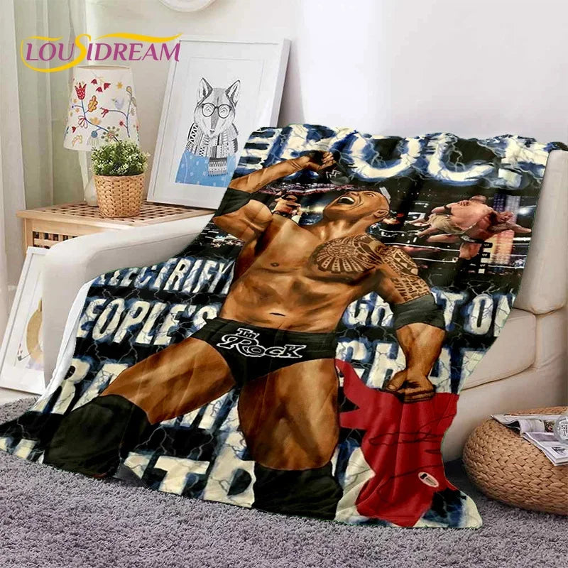 3D The Rock Dwayne Johnson Actor Soft Flannel Blanket,Throw Blanket Comfortable Blanket for Picnic Beds Sofa Home Bedroom Gift by Geo’s Online Store