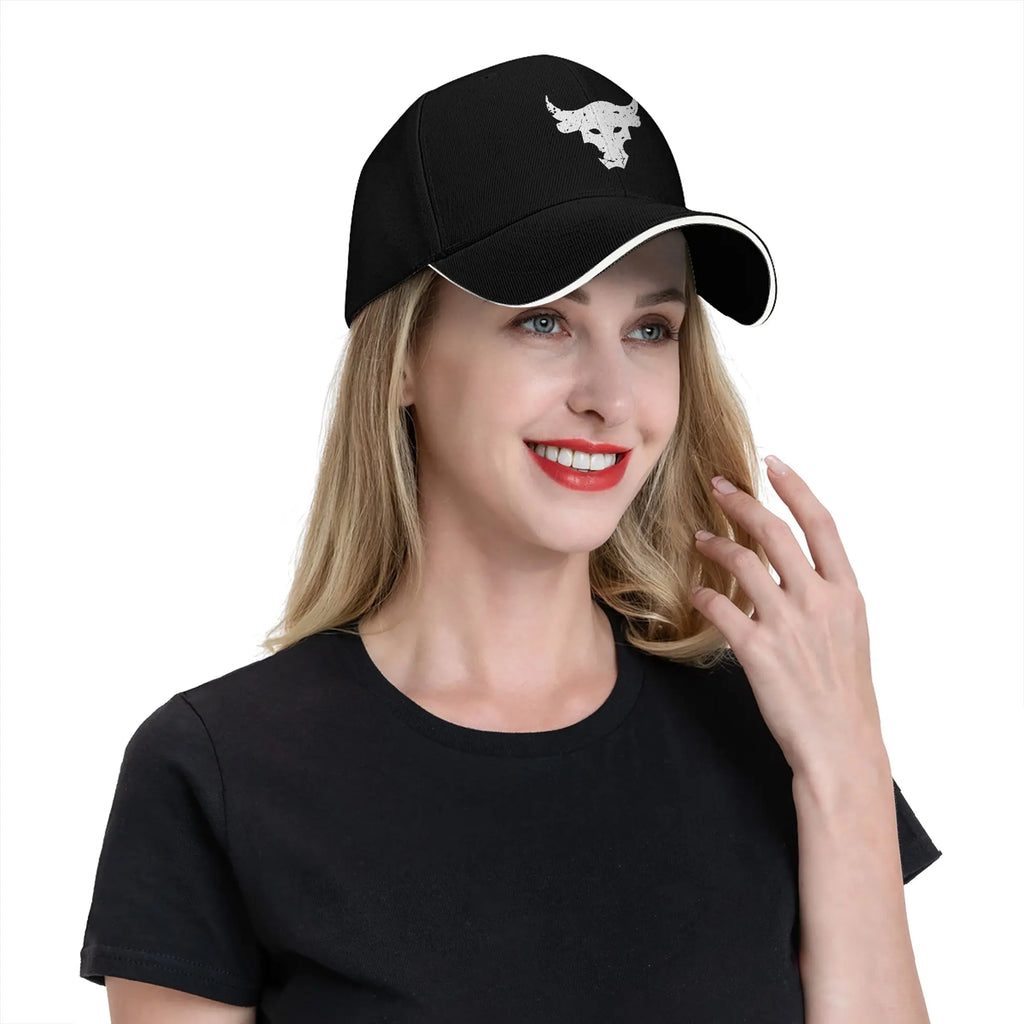 Dwayne Johnson Brahma Bull Sandwich Cap Unisex ,Casual Cap Racing Cap Adjustable Polyester Baseball Caps Summer by Geo’s Online Store