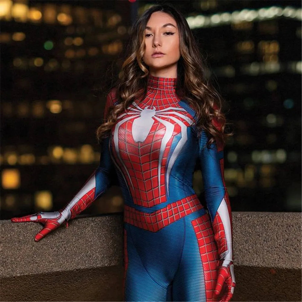 Women PS4 Spider Cosplay Costume 3D Print Zentai Bodysuit Superhero Jumpsuit Adult Halloween Carnival Comic Con Party Outfit by Geo’s Online Store