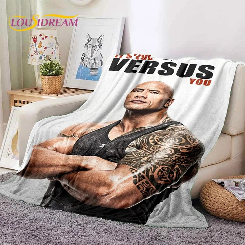 3D The Rock Dwayne Johnson Actor Soft Flannel Blanket,Throw Blanket Comfortable Blanket for Picnic Beds Sofa Home Bedroom Gift by Geo’s Online Store