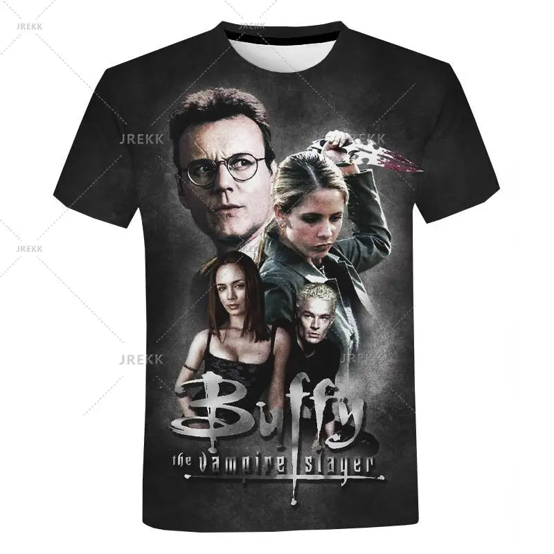Buffy The Vampire Slayer 3D Graphic T-shirt Men Women Fashion Casual Short Sleeve Cool Tops Harajuku Streetwear Oversized Tshirt by Geo’s Online Store